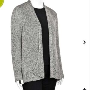 Eileen Fisher Black Natural Organic Linen Blend Flutter Cardigan oversized XS